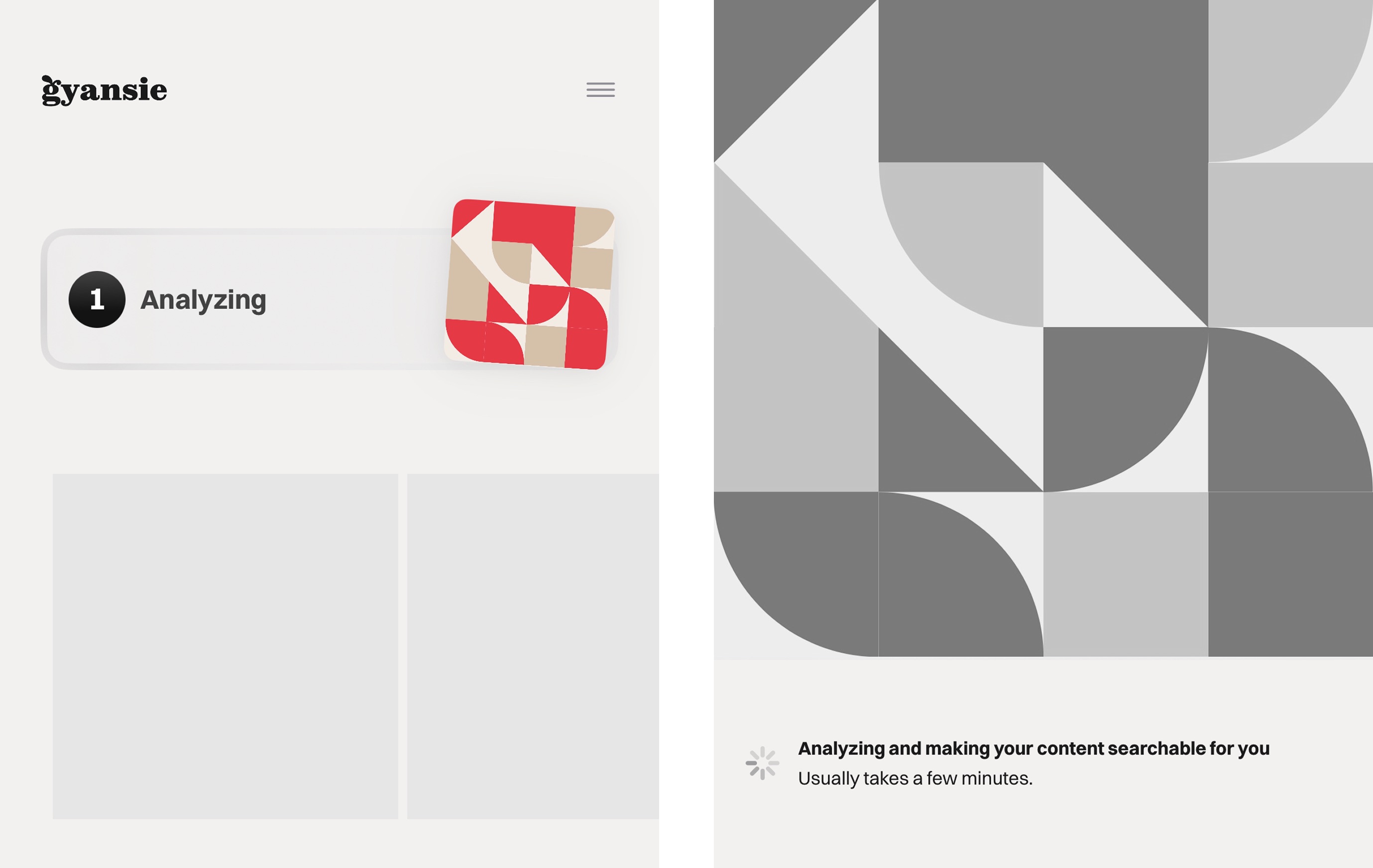 Analysis in progress screen